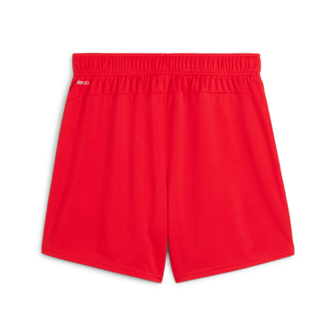 Back view of a pair of red athletic shorts with a wide elastic waistband and 'DRYCELL' branding on the upper left hip.