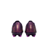 Back view of iridescent purple Nike Mercurial soccer cleats with gold accents and purple studs, set against a white background.