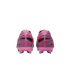 Rear view of a pair of purple Nike Mercurial Air Zoom soccer cleats on a solid black background.