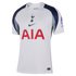 Tottenham Hotspur home football jersey in white with navy and grey shoulder panels, featuring the club crest, Nike swoosh, and red AIA sponsor logo.
