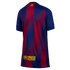 Back view of a blue and maroon striped soccer jersey with gradient effects, featuring a small flag at the neck and a yellow UNHCR ACNUR logo at the bottom.