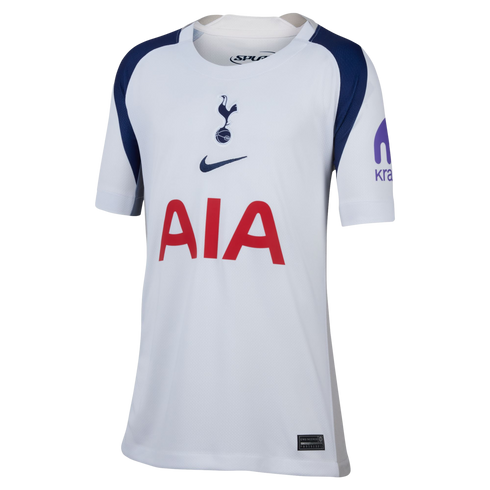 White and navy Tottenham Hotspur home jersey featuring the club crest, Nike swoosh, and red AIA sponsor on the chest.