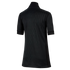 Back view of a black short-sleeved jersey with a subtle vertical rib-knit texture, shown against a solid black background.