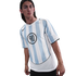 Man with long dark hair posing in a Nike jersey with light blue and white vertical stripes and a circular "90" logo on the chest. Plain white background.