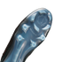 Close-up of a semi-transparent blue soccer cleat soleplate featuring multiple molded studs and the text "NIKE CYCLONE 360."