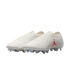 A pair of off-white Jordan Brand soccer cleats featuring a red Jumpman logo, elephant print accents, and iridescent studs against a white background.