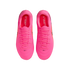 A top-down view of a pair of vibrant pink Nike Tiempo Maestro soccer cleats against a white background.