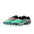 A pair of Nike Phantom GX 2 Elite soccer cleats in teal, black, and silver with an iridescent soleplate, shown from a three-quarter view against a white background.