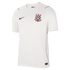 White Nike Corinthians soccer jersey featuring the club's crest on the chest, a black Nike swoosh, and thin black piping on the sides and shoulders.
