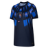 A dark navy Nike Uruguay national team soccer jersey featuring a vibrant blue and purple radiating graphic design on the chest and a centrally placed AUF crest with four stars.