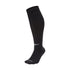 A single black knee-high Nike athletic sock with a white swoosh logo on the front and white "DRI-FIT" text on the toe.