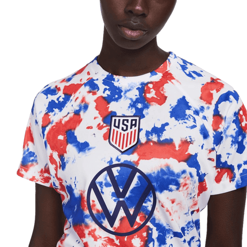 Nike Women's USA Pre-Match Soccer Jersey - Red, White & Blue Tie-dye