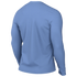 Back view of a plain light blue long-sleeved crew-neck t-shirt.