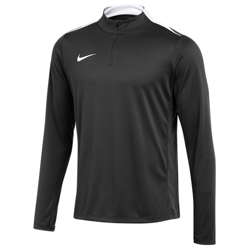 Black Nike long-sleeve quarter-zip training top with white trim on the collar and shoulders, featuring a white Nike logo on the chest.