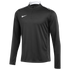 Black Nike long-sleeve quarter-zip training top with white trim on the collar and shoulders, featuring a white Nike logo on the chest.