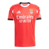 Red SL Benfica home soccer jersey with white Adidas logo, club crest, and "Emirates FLY BETTER" sponsor. White and black trim on the collar and sleeves.