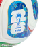 Close-up of a white soccer ball with the official 2026 FIFA World Cup logo featuring the trophy and the number 26.