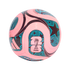 Pink soccer ball with teal and black geometric star patterns, featuring the Adidas three-stripe logo and the official FIFA World Cup 26 logo.