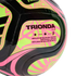 Close-up of a black, neon yellow, and pink TRIONDA CLUB soccer ball. The label "MATCH BALL REPLICA" is printed below star, maple leaf, and bird icons.