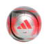 Silver Adidas soccer ball with red and black graphics, featuring Lionel Messi branding and the number 10.
