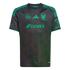 Dark grey Tigres UANL soccer jersey with bright green accents and an intricate geometric pattern. Features Adidas, CEMEX, and team logos.