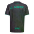 Back of a dark grey soccer jersey with a subtle hexagonal pattern. It features bright teal logos for AFIRME and H-E-B, and text reading "LOS TIGRES DE MÉXICO" at the top.