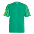 Back view of a green Newcastle United football jersey featuring striped raglan sleeves and a small club crest on the upper back.