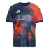 Houston Dynamo FC soccer jersey with an abstract orange, blue, and purple pattern, featuring the team crest and MD Anderson Cancer Center sponsor logo.