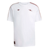 White short-sleeved Adidas t-shirt with maroon Trefoil and Arsenal cannon logos, and maroon/gold stripes on the shoulders.