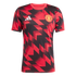 Manchester United soccer jersey featuring a red and black geometric zigzag pattern, a white Adidas logo, and the team crest.