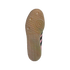 Bottom of an Adidas sneaker with a translucent gum rubber sole, showing a textured tread pattern with circular pivot points.