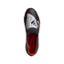 Top-down view of a black Adidas Predator soccer cleat with a silver fold-over tongue and a red interior featuring the text "EST. 1994."
