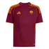 Maroon AS Roma football jersey with orange trim, the Adidas logo on the right chest, and the club crest on the left.