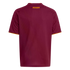 Rear view of a maroon soccer jersey with orange trim. 'ASROMA' is printed in orange on the upper back. The jersey is centered against a solid black background.