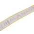A white ribbon with yellow borders featuring the gray text "¡HALA MADRID!" angled diagonally across a white background.