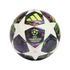 Adidas UEFA Champions League Pro official match ball with white star panels and iridescent purple and green patterned sections.