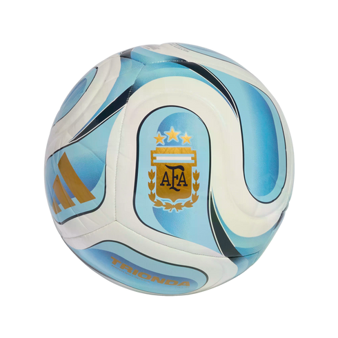 Light blue and white soccer ball featuring Argentina's AFA crest with three stars and the Adidas logo.