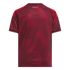 The back of a maroon soccer jersey with a geometric line pattern. It features "LA VINOTINTO" in gold text, red shoulder stripes, and cream trim on the collar and cuffs.