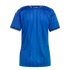 Back of a blue soccer jersey featuring a tonal laurel leaf pattern, gold trim on the collar and cuffs, and the word 'AZZURRA' printed in gold on the back neck.
