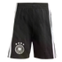 Black athletic shorts featuring white stripes on the sides and the German national football team crest with four stars on the leg.