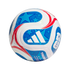 White, red, and blue Adidas soccer ball featuring geometric star patterns, the word "TRIONDA," and a FIFA World Cup logo.
