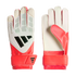 Red and white Adidas Predator goalkeeper gloves showing both the palm and backhand views.