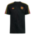 Black Adidas t-shirt featuring a multi-colored trefoil logo, FPF shield crest, and neon-colored gradient stripes on the shoulders and sleeves.