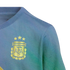 Close-up of a blue and green gradient t-shirt featuring the golden AFA logo with three stars on the chest.