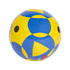 Blue and yellow soccer ball with a pattern of large interlocking circles and small black dots.