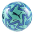A teal and navy Puma football featuring geometric zig-zag patterns, the Premier League lion logo, and the text "SEASON 2025/26."