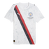 White Manchester City football jersey featuring a diagonal black and red sash, club crest, Etihad Airways sponsor logo, and Puma branding.