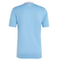 The back of a light blue short-sleeved jersey featuring a striped collar and white "FREEDOM TO DREAM" text printed at the nape of the neck.