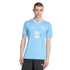 A man models a light blue Inter Miami CF jersey with pink accents and a central Royal Caribbean logo, paired with black Adidas shorts, on a white background.