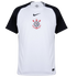 A white Nike jersey with black raglan sleeves, featuring a centered Corinthians club crest and black swoosh.